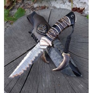 ВАРЯГ ІІ ніж ручної роботи майстра ПАВЛА ГОНЧАРЕНКА, сталь - cpm к390™  в ламінаті з нержавіючого дамаску, 64 HRC. Photo 2